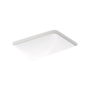 Rectangular white ceiling LED light fixture with rounded edges against a plain white background.