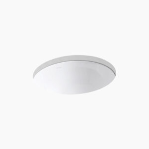 A circular, modern white ceiling light fixture with a sleek and minimalist design. The fixture is flush-mounted, blending seamlessly with the white ceiling background.