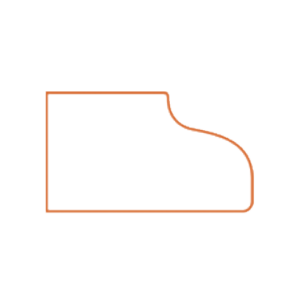 Outline of an orange shape resembling a file tab or stylized folder tab against a white background.