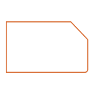 A stylized graphic of an elongated hexagon, divided into six triangular sections. The shape has a light peach color with a thin orange outline, and the top right corner extends upward into a partial rectangle.