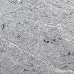 Close-up of a textured gray stone surface with natural, wavy patterns and speckles of black and white. The stone has subtle variations in color and texture, creating an intricate and organic appearance.