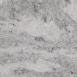 A close-up of a marble surface with a gray and white swirling pattern. The texture features irregular shapes and varying shades, giving a natural and organic appearance.