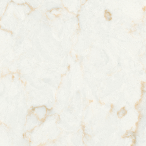 A close-up of a marble surface with a predominantly white and gray pattern, featuring subtle veins of light brown and beige. The texture appears smooth and polished, typical of natural marble stone.