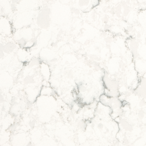 Marble surface with a white and light gray marbled texture, featuring irregular patterns and subtle veining throughout.