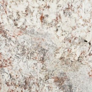 Close-up of a marble surface exhibiting a mix of white, gray, and reddish-brown veining. The intricate patterns create an abstract and textured appearance, showcasing natural stone characteristics.