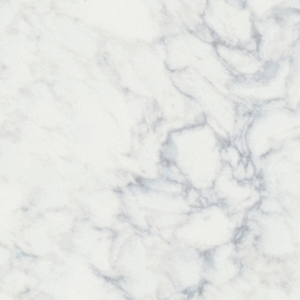 Close-up of white marble with subtle gray veining. The smooth surface has a natural, elegant pattern, creating a sophisticated and timeless look.